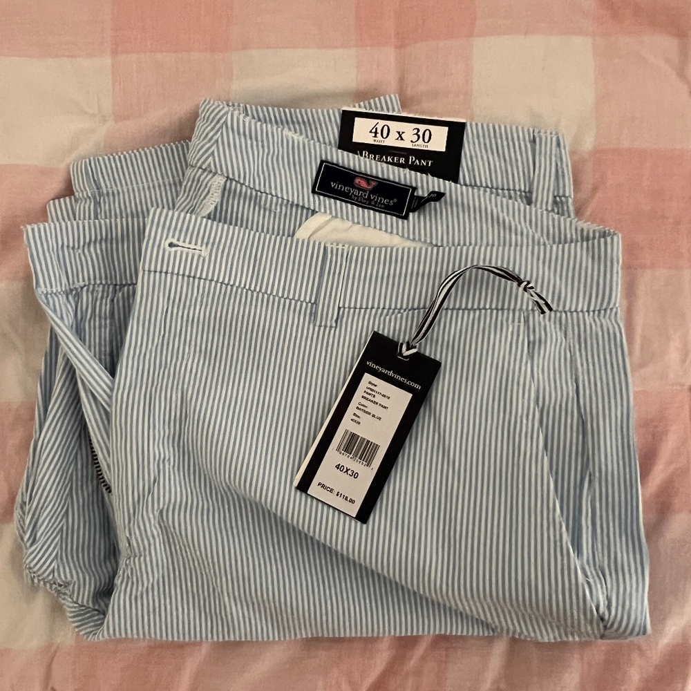 Vineyard Vines Seersucker Mens Breaker Pants 40x30 NWT